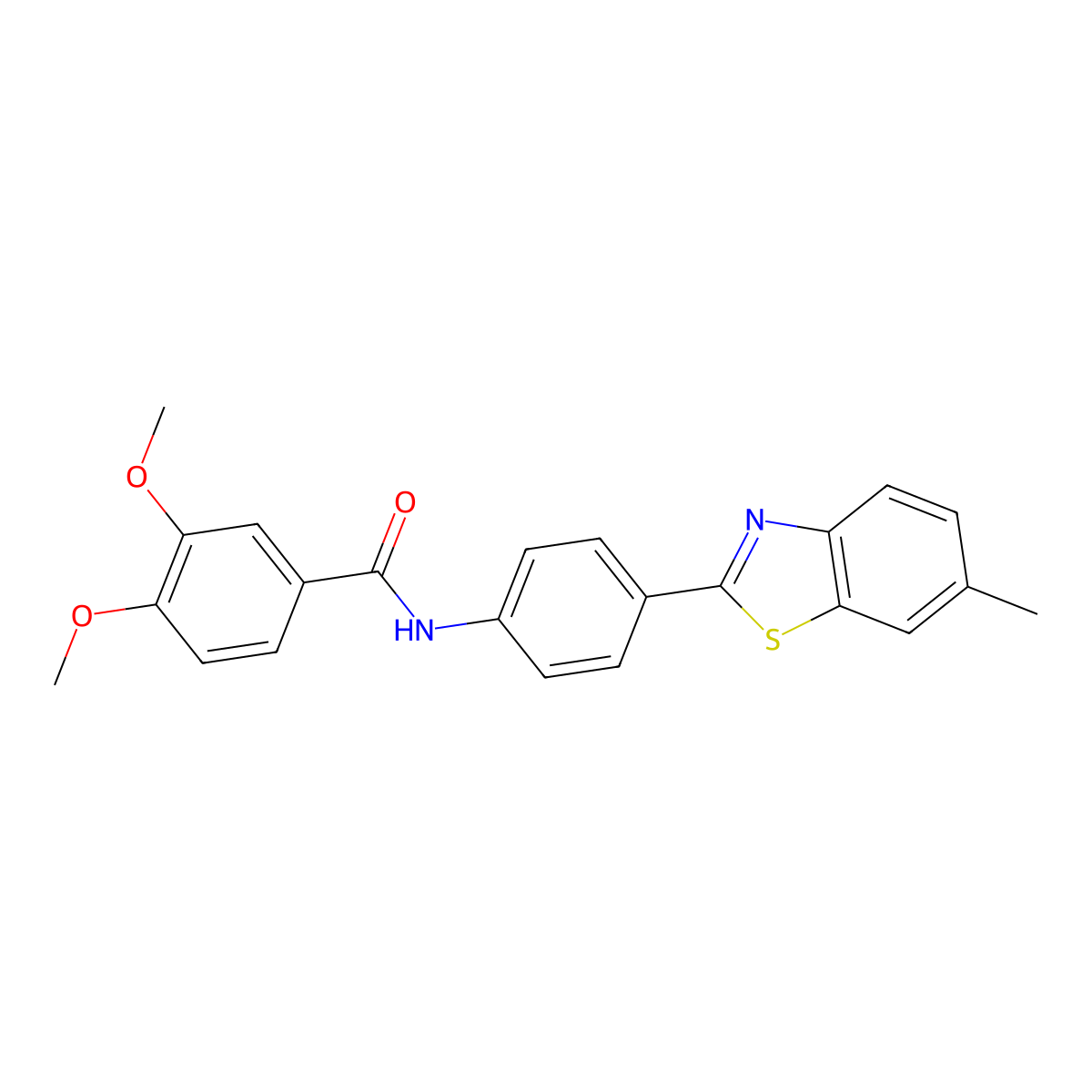 3,4-dimethoxy-N-[4-(6-methyl-1,3-benzothiazol-2-yl)phenyl]benzamide molecular structure, CAS 313273-90-4
