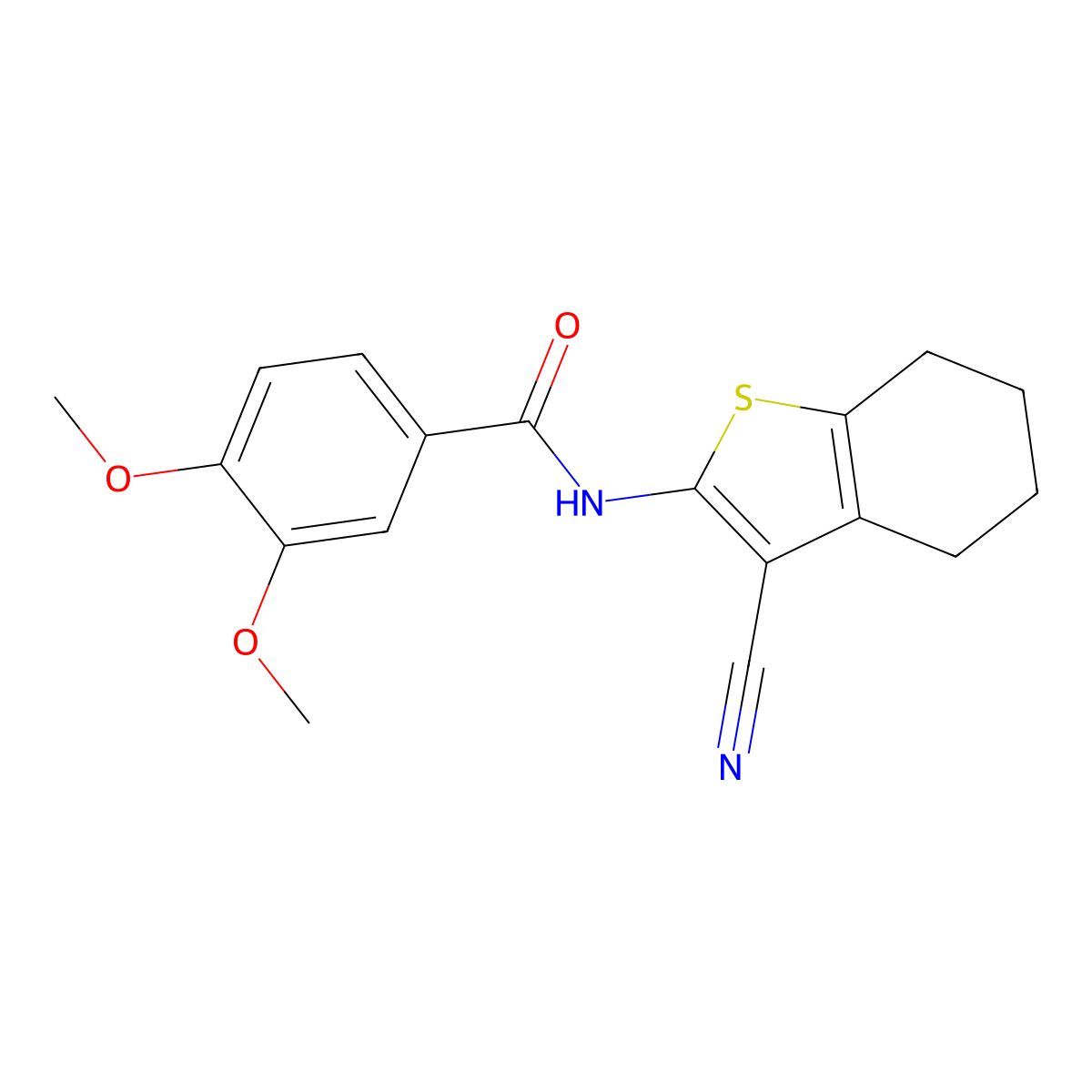 N-(3-cyano-4,5,6,7-tetrahydro-1-benzothiophen-2-yl)-3,4-dimethoxybenzamide molecular structure, CAS 313273-94-8