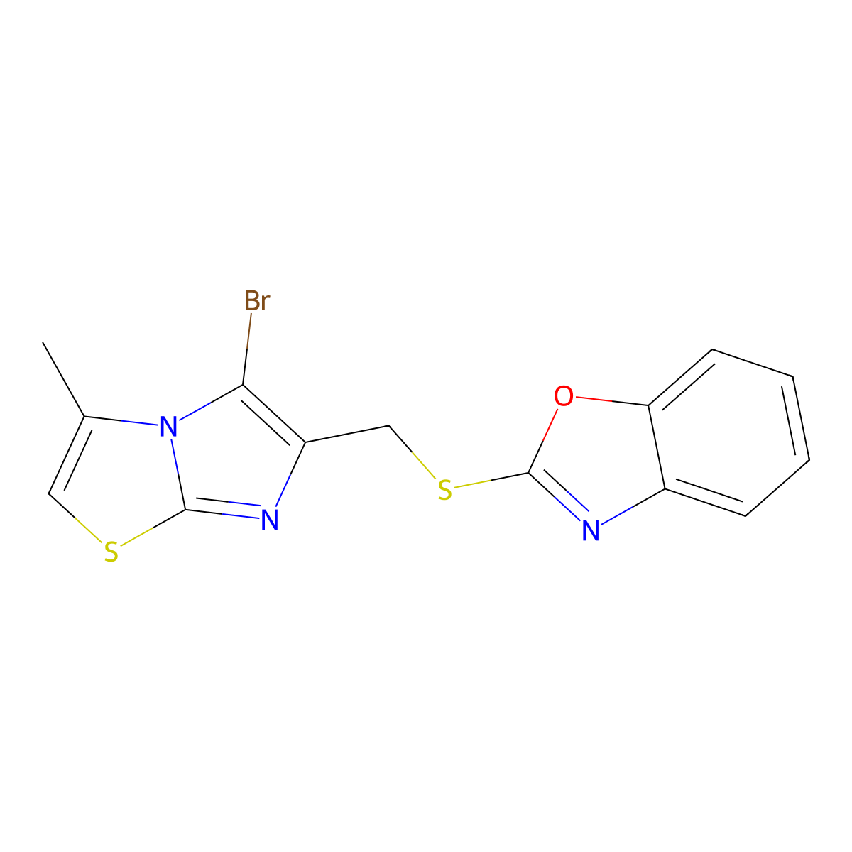 2-[(5-Bromo-3-methylimidazo[2,1-b][1,3]thiazol-6-yl)methylsulfanyl]-1,3-benzoxazole molecular structure, CAS 313274-40-7