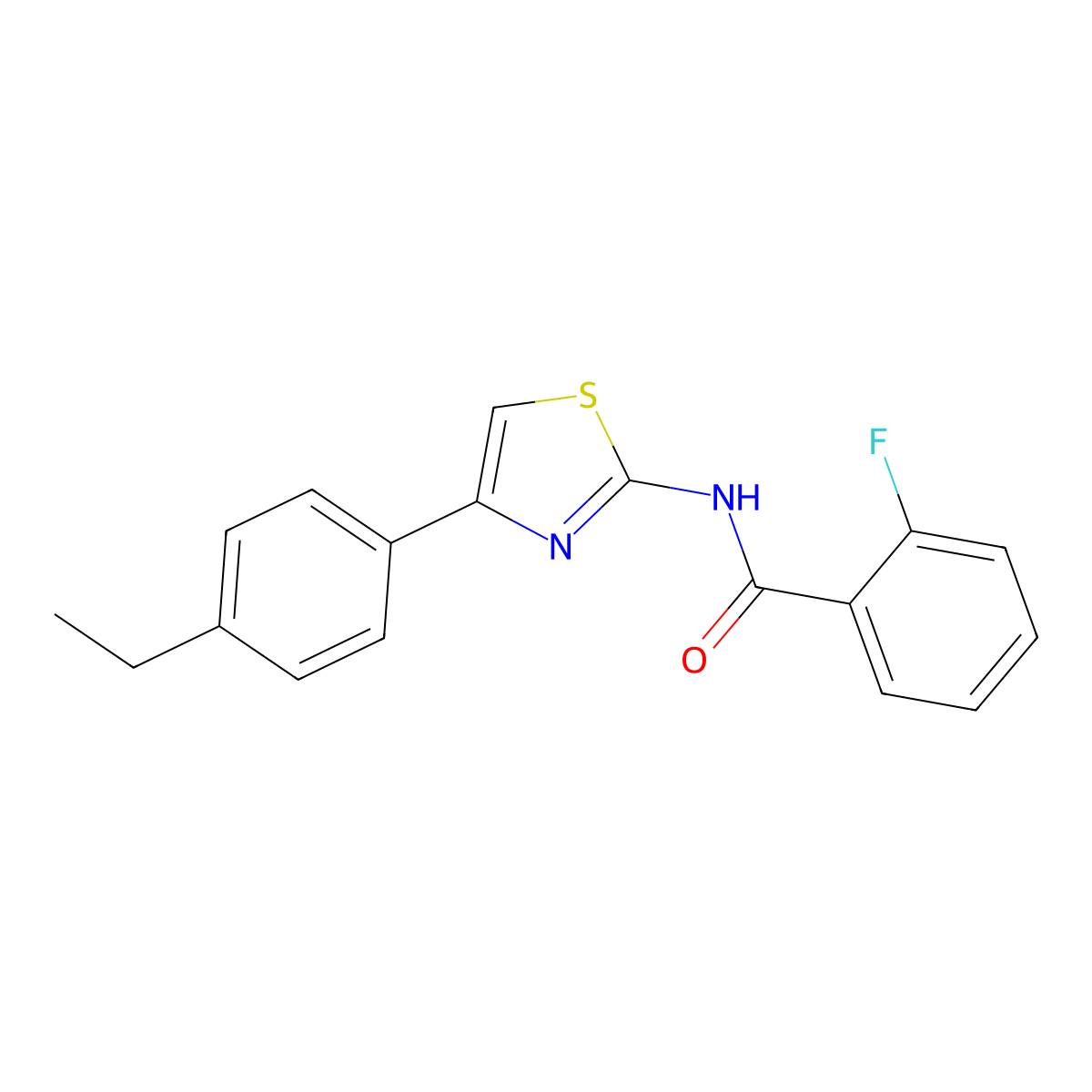 N-[4-(4-ethylphenyl)-1,3-thiazol-2-yl]-2-fluorobenzamide molecular structure, CAS 313274-45-2
