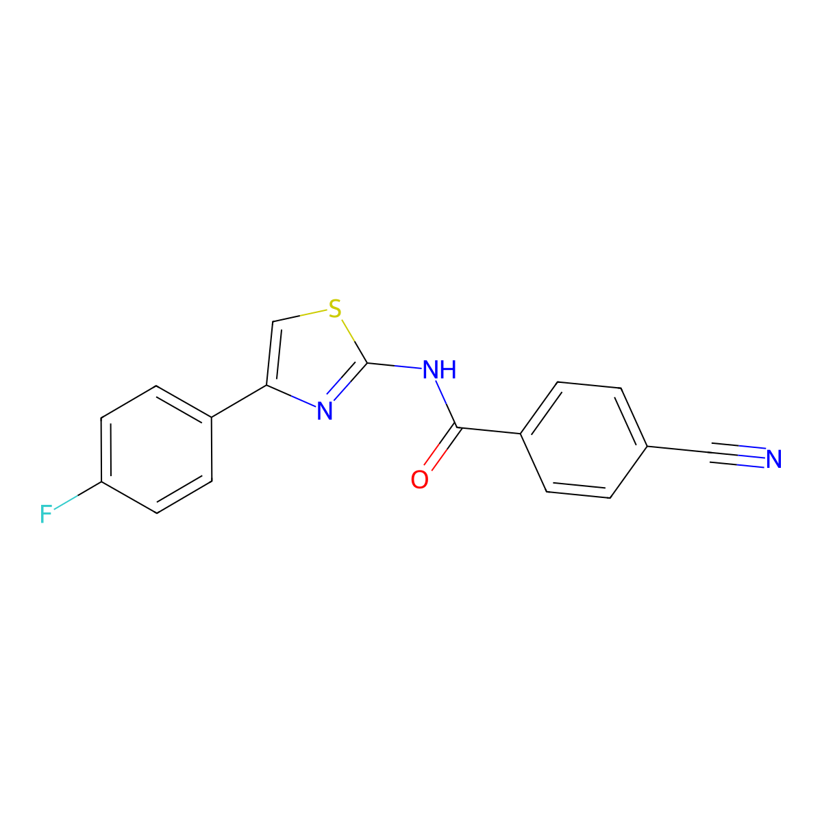 4-cyano-N-(4-(4-fluorophenyl)thiazol-2-yl)benzamide molecular structure, CAS 313274-55-4
