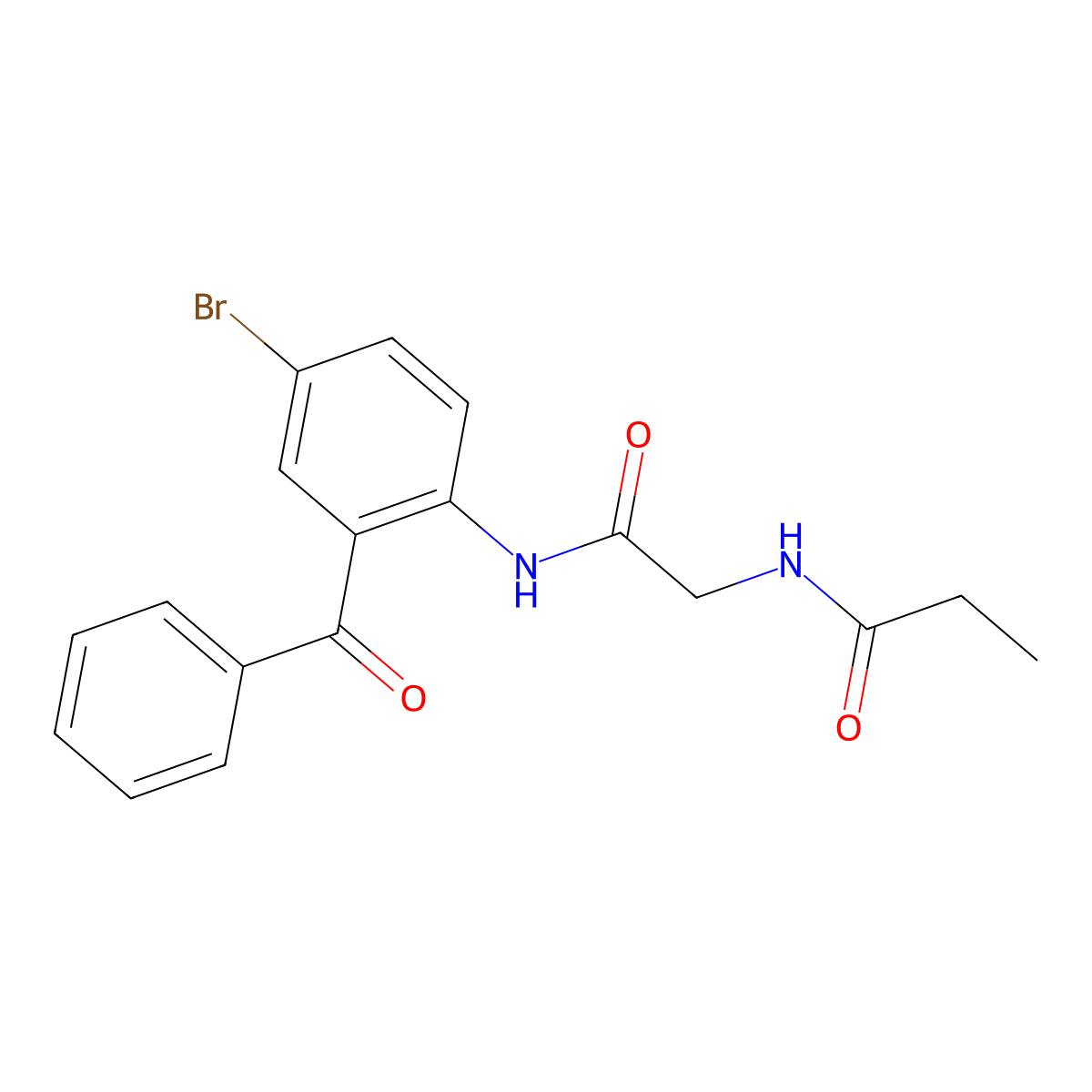 N-(2-((2-benzoyl-4-bromophenyl)amino)-2-oxoethyl)propionamide molecular structure, CAS 313274-73-6
