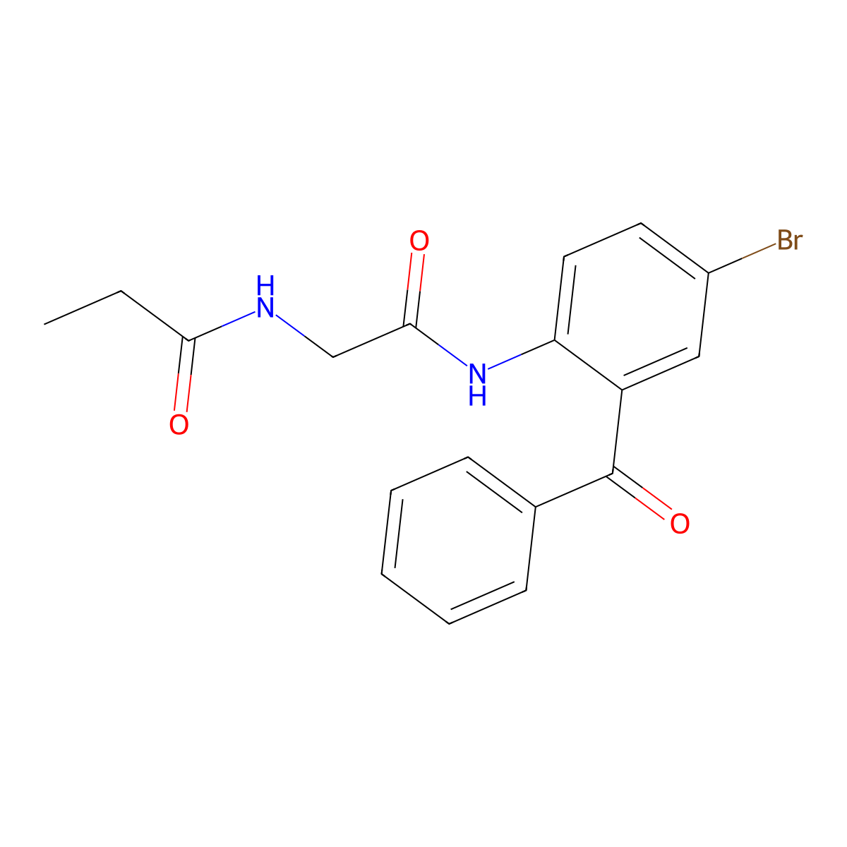 N-(2-((2-benzoyl-4-bromophenyl)amino)-2-oxoethyl)propionamide molecular structure, CAS 313274-73-6