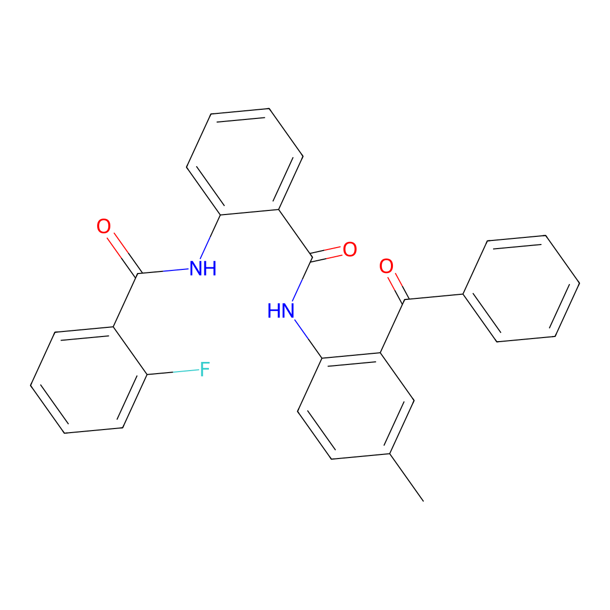 N-(2-benzoyl-4-methylphenyl)-2-(2-fluorobenzamido)benzamide molecular structure, CAS 313274-90-7