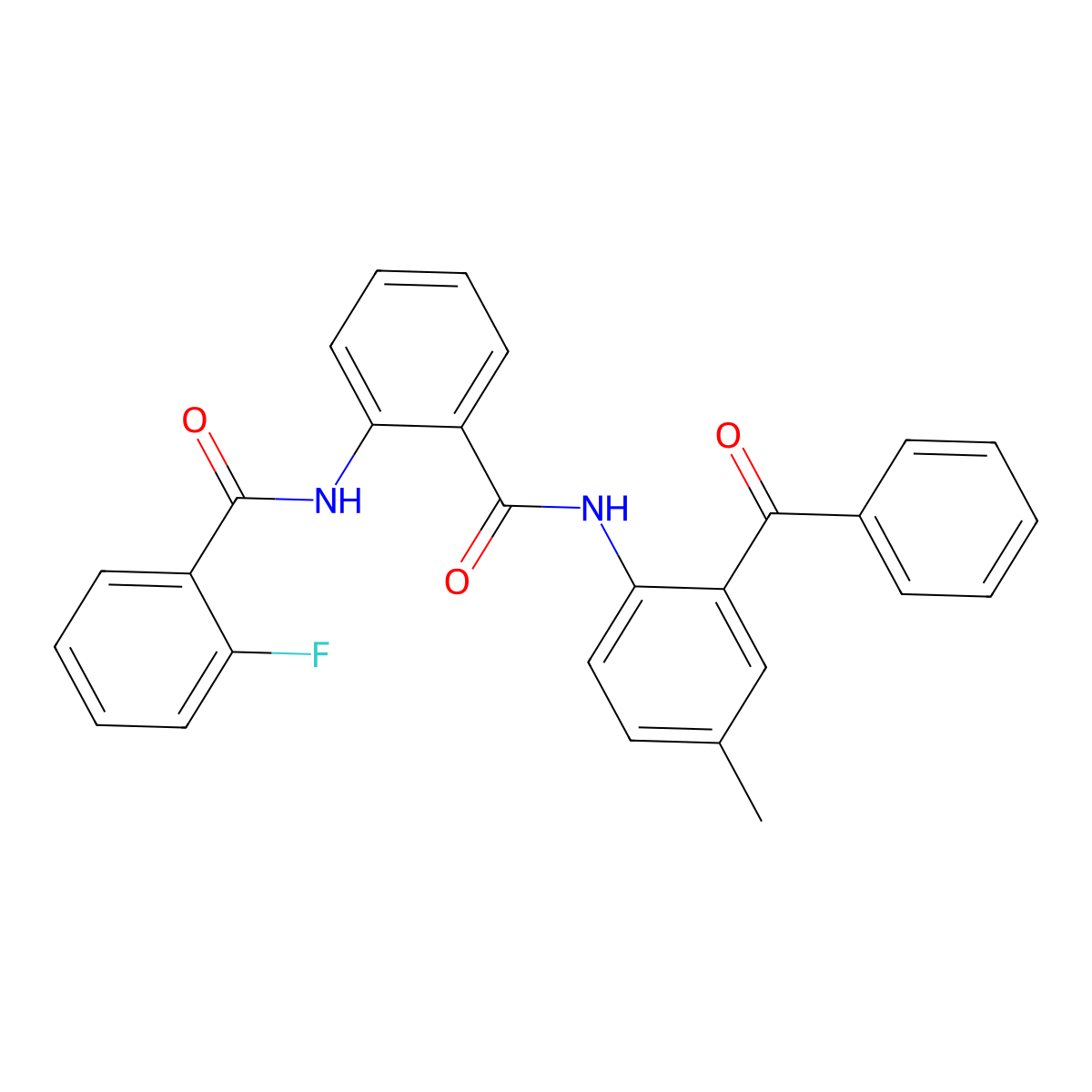 N-(2-benzoyl-4-methylphenyl)-2-(2-fluorobenzamido)benzamide molecular structure, CAS 313274-90-7
