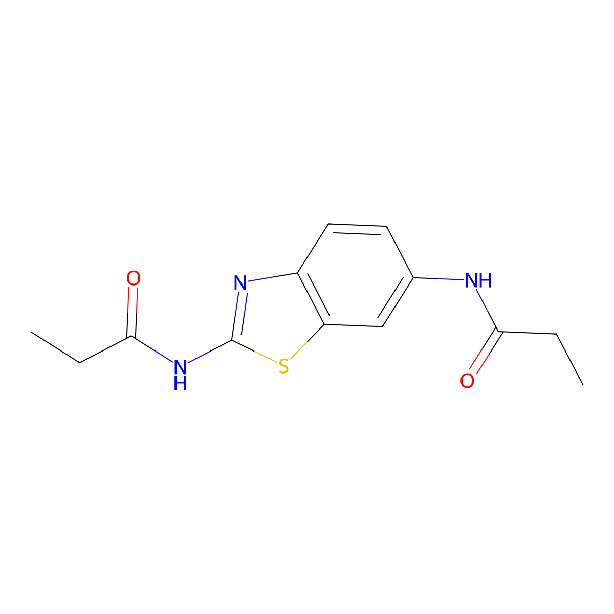 N-[2-(propanoylamino)-1,3-benzothiazol-6-yl]propanamide molecular structure, CAS 313275-13-7