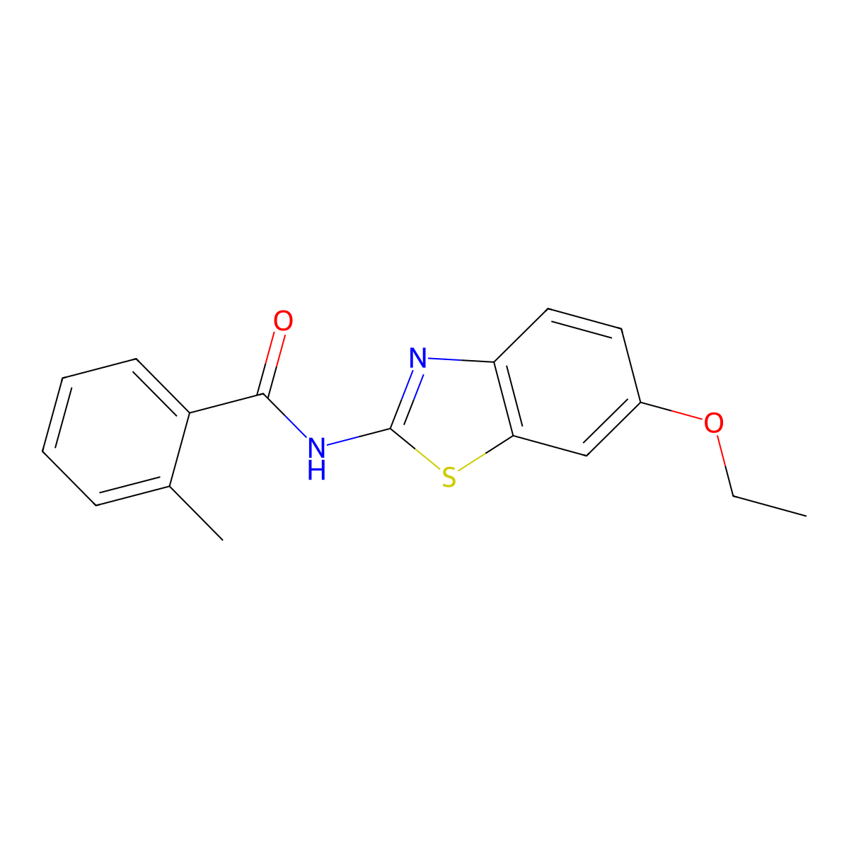 N-(6-ethoxy-1,3-benzothiazol-2-yl)-2-methylbenzamide molecular structure, CAS 313275-26-2