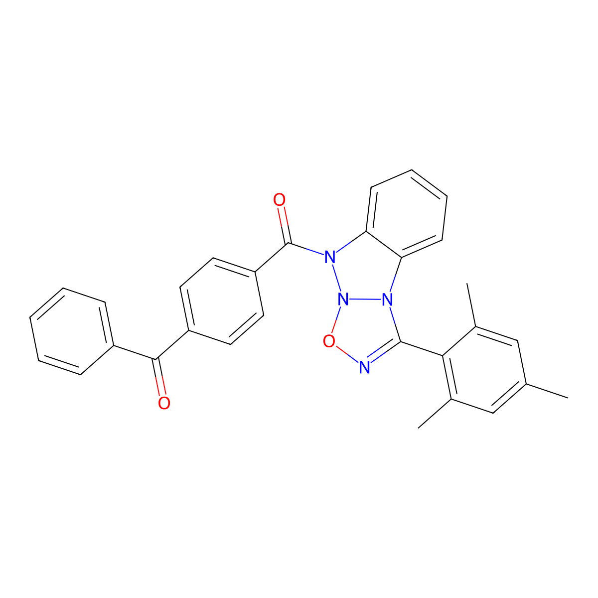 7-(4-Benzoylbenzoyl)-3-(2,4,6-trimethylphenyl)-5-oxa-2,4,6,7-tetraazatricyclo[6.4.0.0^{2,6}]dodeca-1(8),3,9,11-tetraene molecular structure, CAS 313275-49-9