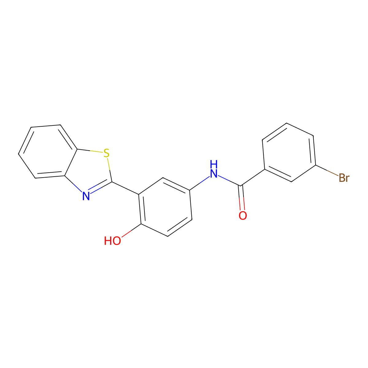 N-(3-(benzo[d]thiazol-2-yl)-4-hydroxyphenyl)-3-bromobenzamide molecular structure, CAS 313275-84-2