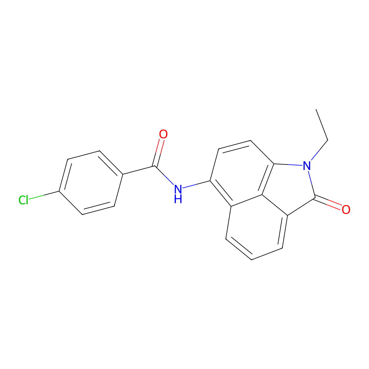 4-chloro-N-(1-ethyl-2-oxo-1,2-dihydrobenzo[cd]indol-6-yl)benzamide molecular structure, CAS 313275-94-4