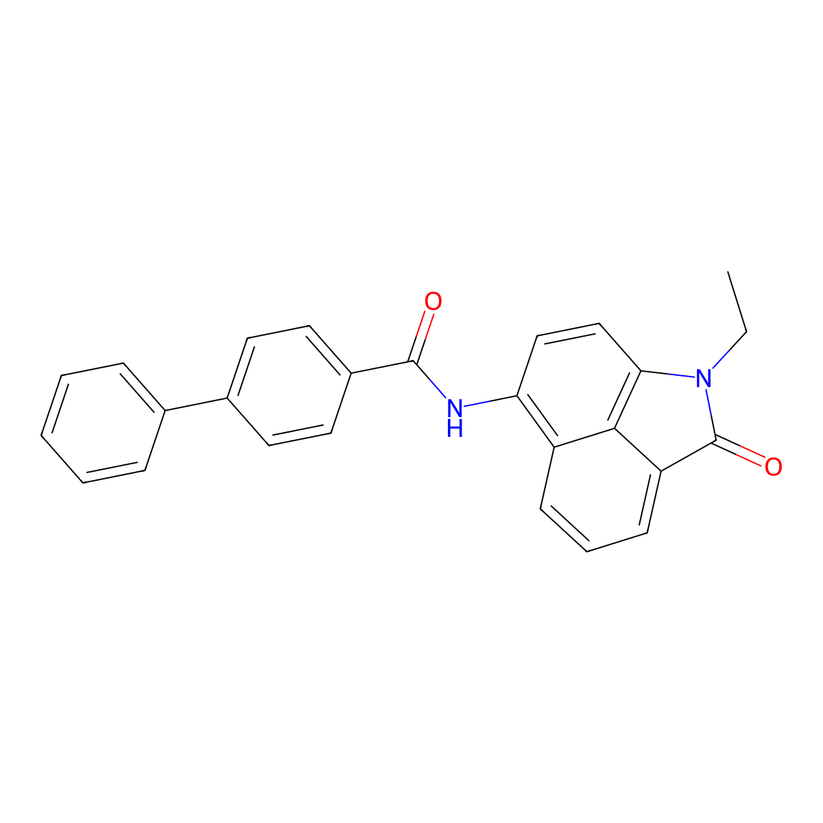 N-(1-ethyl-2-oxo-1,2-dihydrobenzo[cd]indol-6-yl)-[1,1'-biphenyl]-4-carboxamide molecular structure, CAS 313275-98-8
