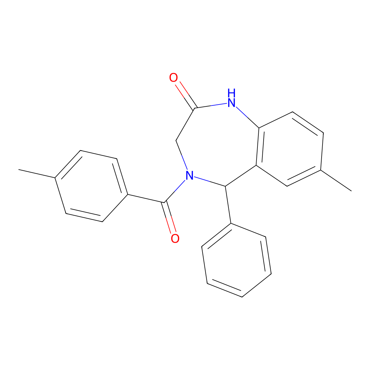 7-methyl-4-(4-methylbenzoyl)-5-phenyl-3,5-dihydro-1H-1,4-benzodiazepin-2-one molecular structure, CAS 313276-08-3