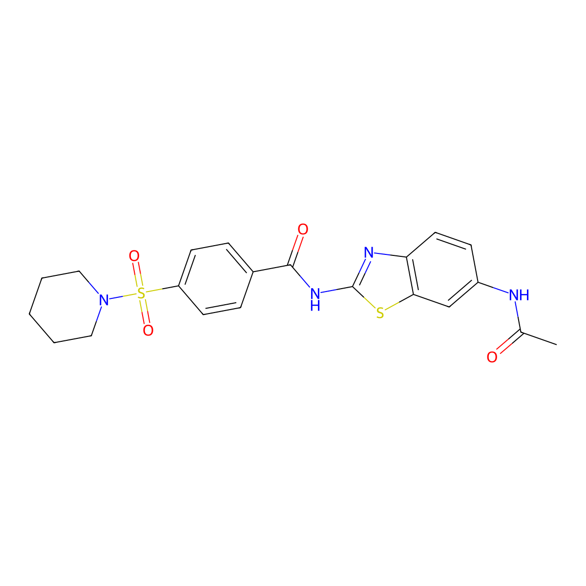 N-(6-acetamidobenzo[d]thiazol-2-yl)-4-(piperidin-1-ylsulfonyl)benzamide molecular structure, CAS 313276-49-2