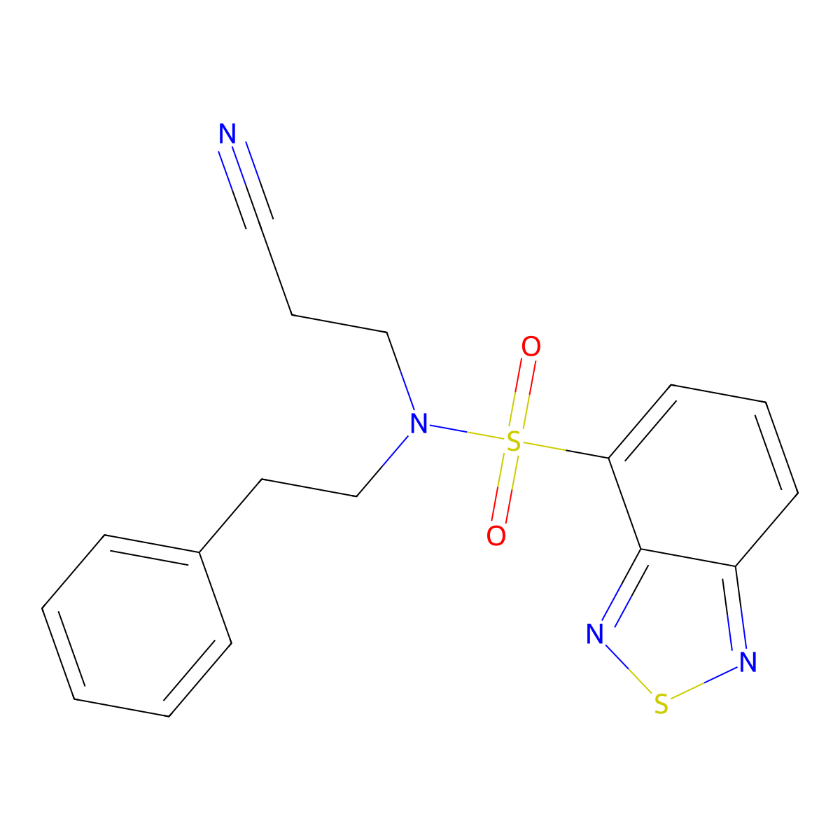 N-(2-cyanoethyl)-N-(2-phenylethyl)-2,1,3-benzothiadiazole-4-sulfonamide molecular structure, CAS 313277-09-7