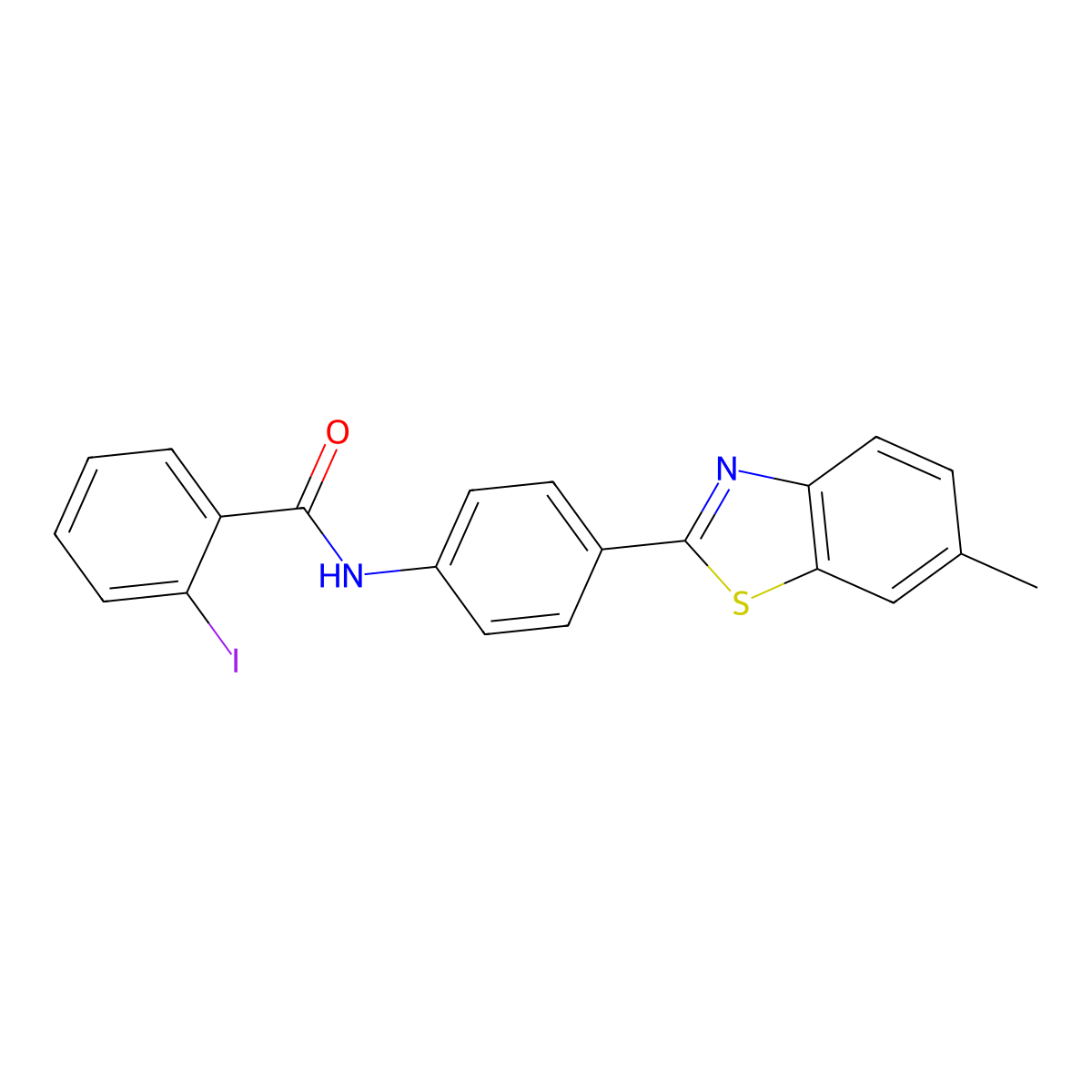 2-iodo-N-[4-(6-methyl-1,3-benzothiazol-2-yl)phenyl]benzamide molecular structure, CAS 313277-16-6