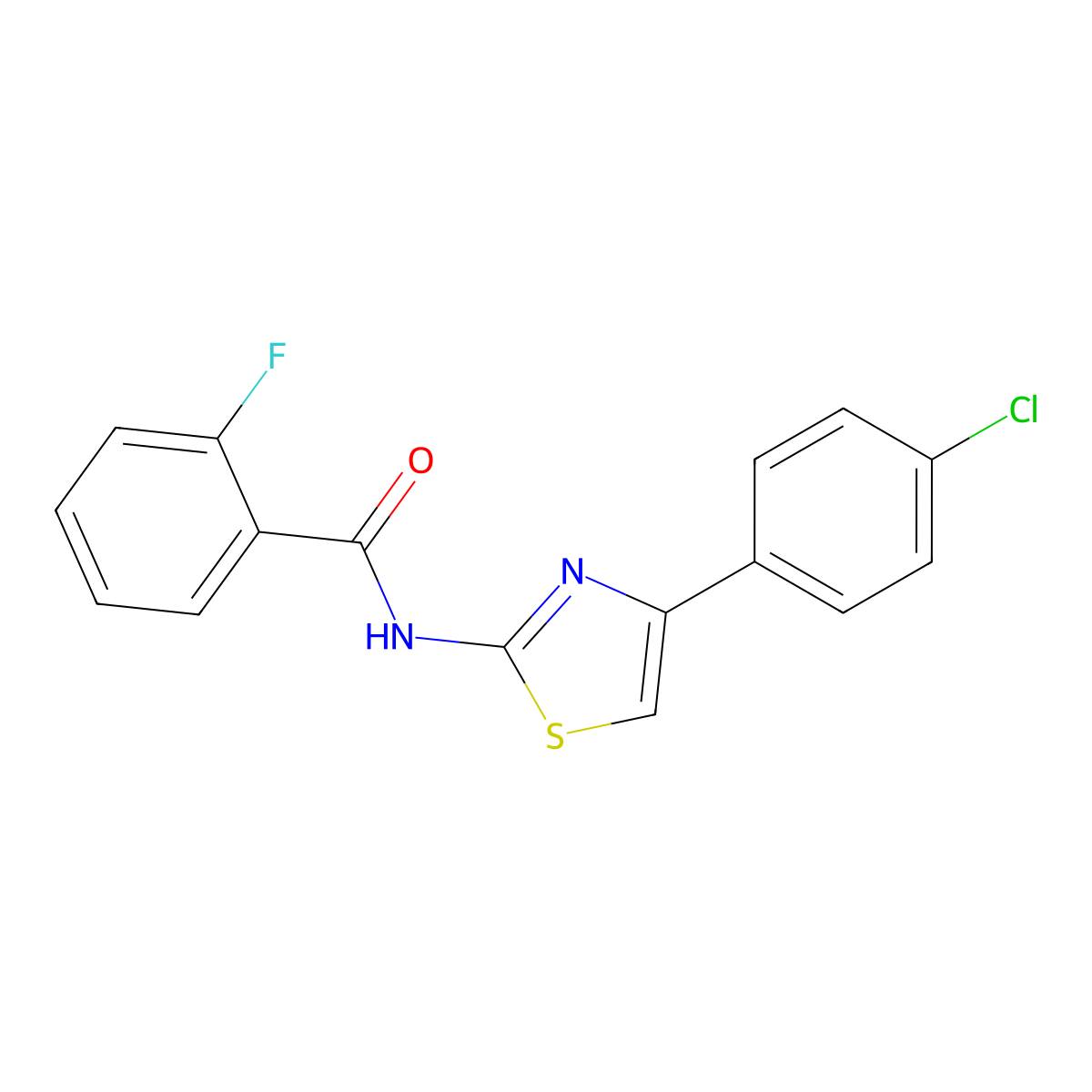 N-[4-(4-chlorophenyl)-1,3-thiazol-2-yl]-2-fluorobenzamide molecular structure, CAS 313277-65-5