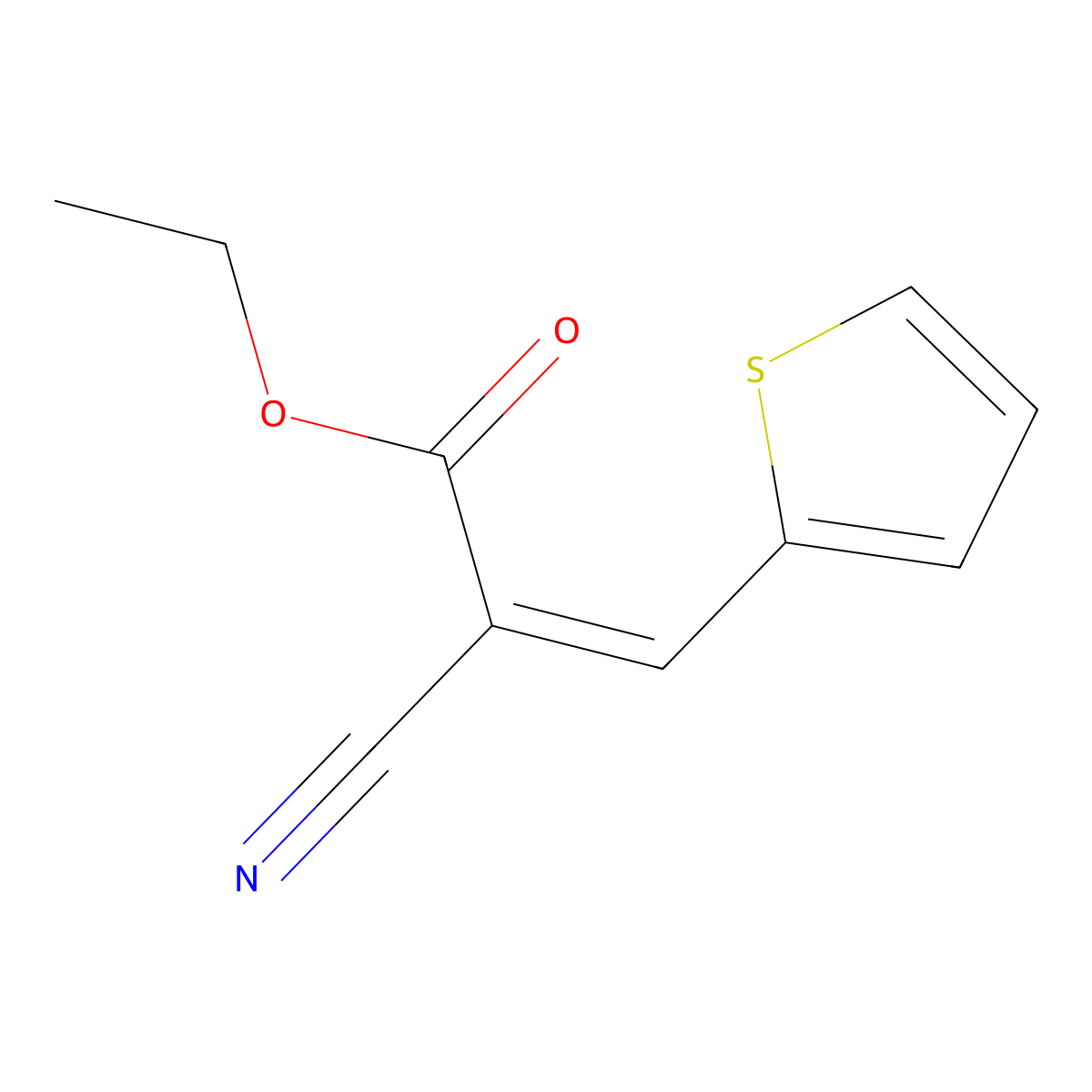 Ethyl (2E)-2-cyano-3-(2-thienyl)-2-propenoate molecular structure, CAS 31330-51-5