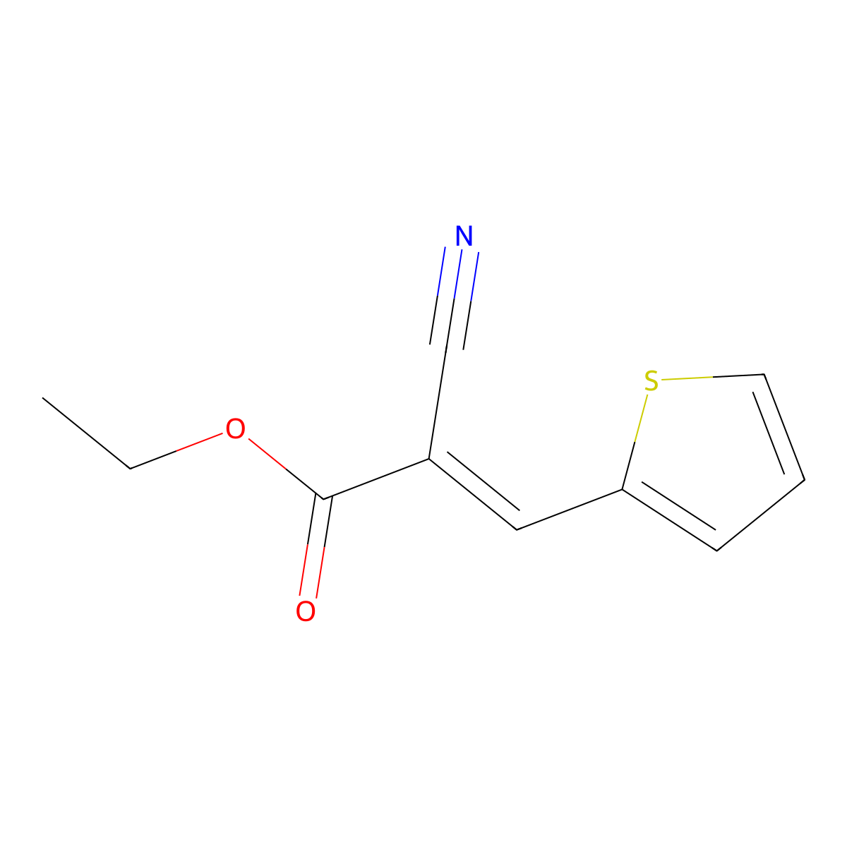 Ethyl (2E)-2-cyano-3-(2-thienyl)-2-propenoate molecular structure, CAS 31330-51-5