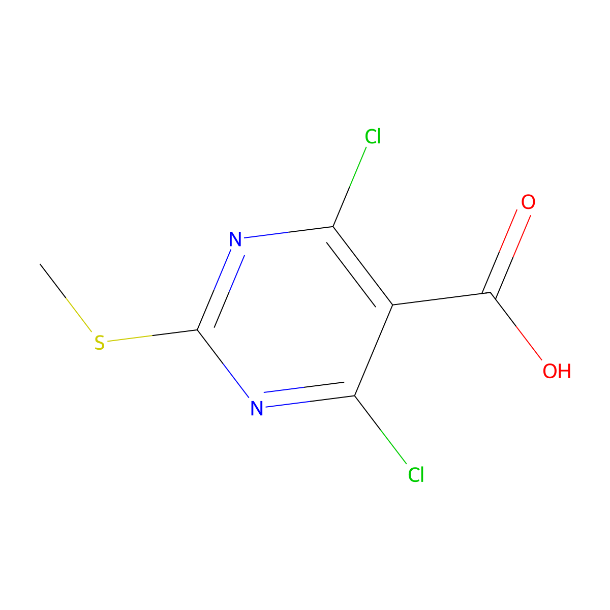 4,6-Dichloro-2-(methylthio)pyrimidine-5-carboxylic acid molecular structure, CAS 313339-35-4