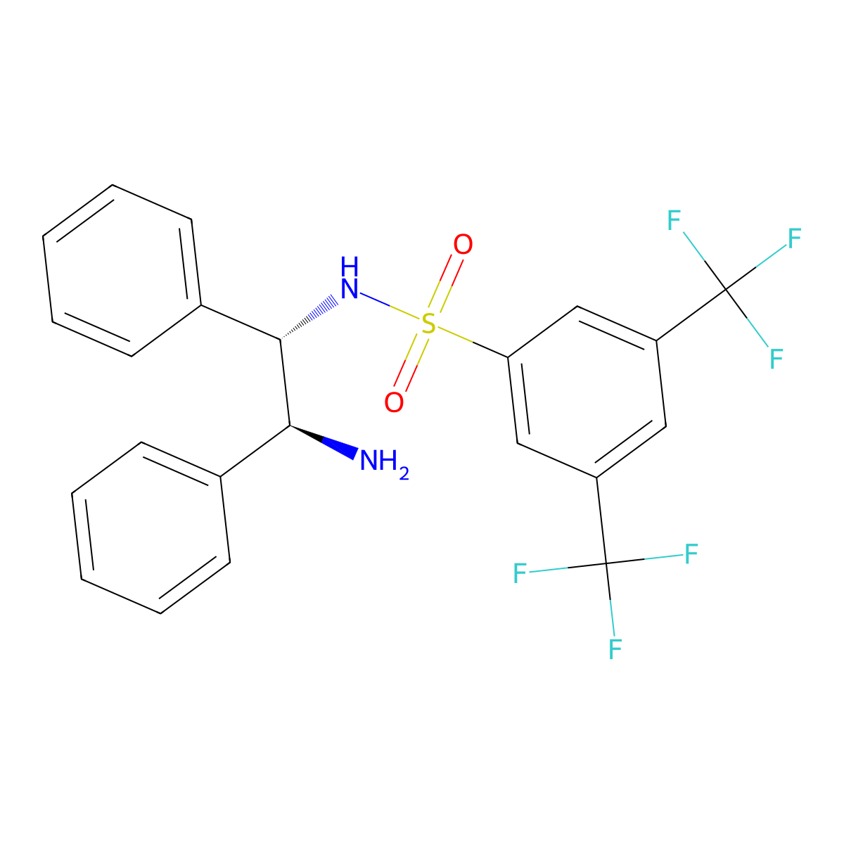 N-((1S,2S)-2-Amino-1,2-diphenylethyl)-3,5-bis(trifluoromethyl)benzenesulfonamide molecular structure, CAS 313342-22-2