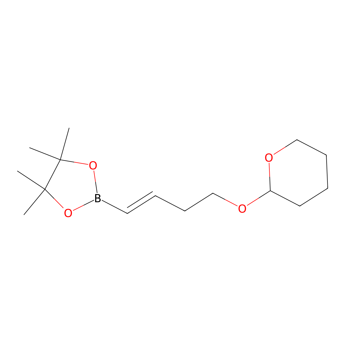 (E)-4,4,5,5-Tetramethyl-2-(4-((tetrahydro-2H-pyran-2-yl)oxy)but-1-en-1-yl)-1,3,2-dioxaborolane molecular structure, CAS 313342-78-8