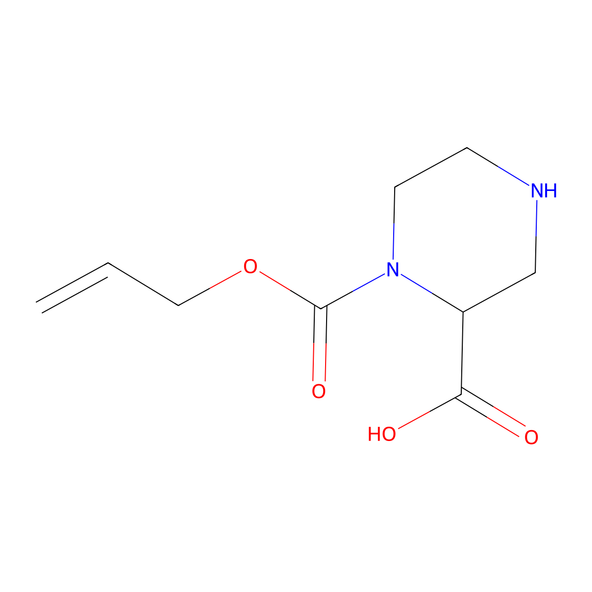 1-[(Prop-2-en-1-yloxy)carbonyl]piperazine-2-carboxylic acid molecular structure, CAS 313343-14-5