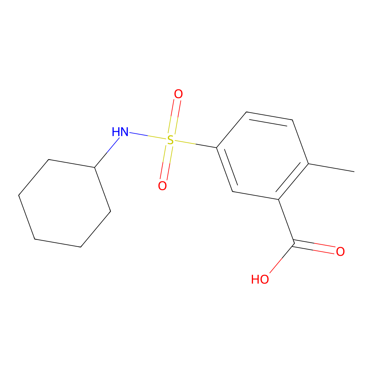 5-(Cyclohexylsulfamoyl)-2-methylbenzoic acid molecular structure, CAS 313346-41-7
