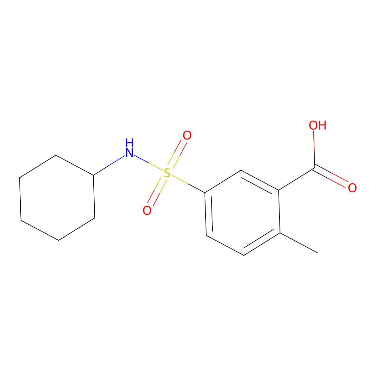 5-(Cyclohexylsulfamoyl)-2-methylbenzoic acid molecular structure, CAS 313346-41-7