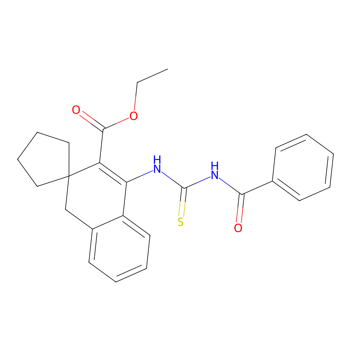 Ethyl 1'-{[(benzoylamino)carbothioyl]amino}-3',4'-dihydrospiro(cyclopentane-1,3'-naphthalene)-2'-carboxylate molecular structure, CAS 313350-71-9