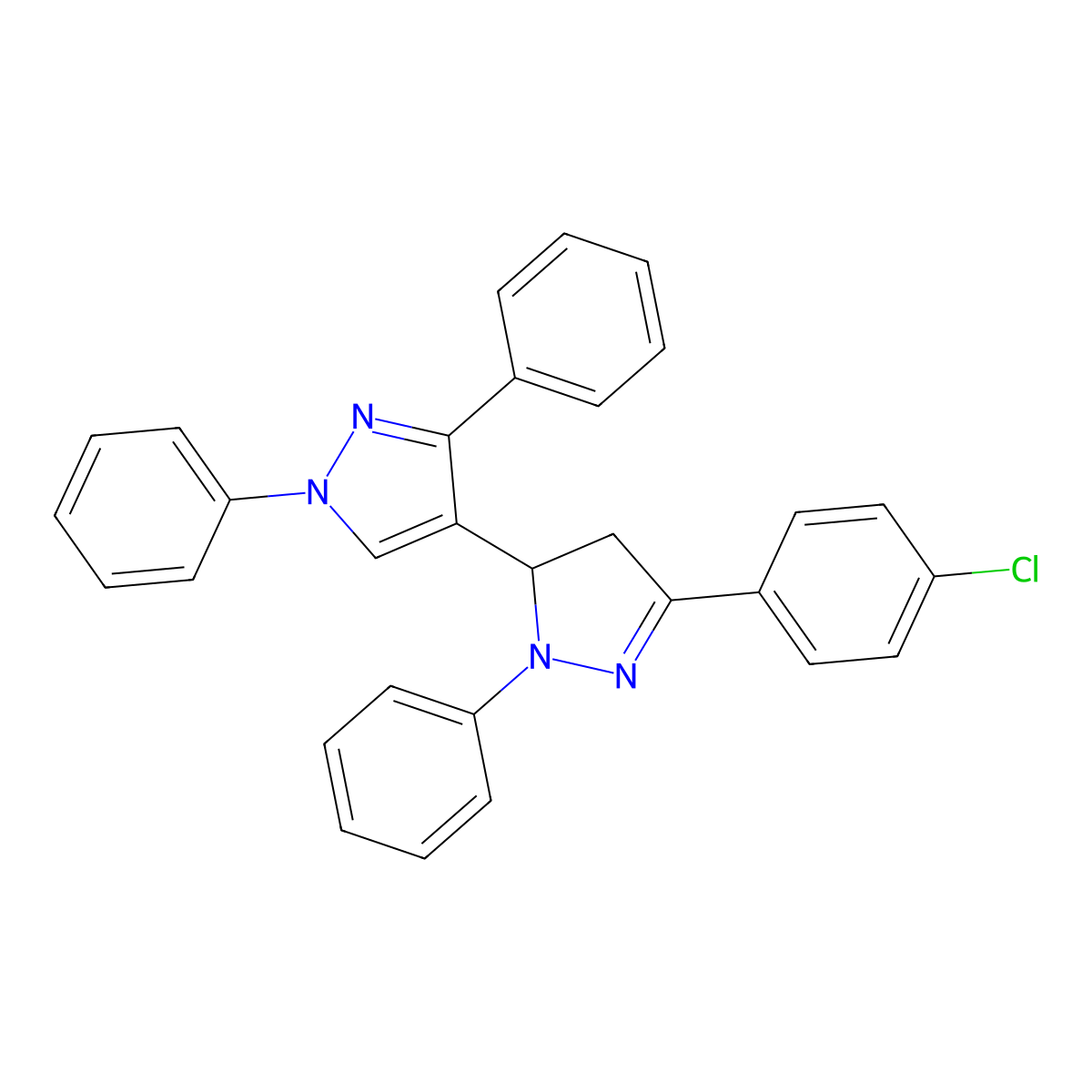 4-[3-(4-chlorophenyl)-1-phenyl-4,5-dihydro-1H-pyrazol-5-yl]-1,3-diphenyl-1H-pyrazole molecular structure, CAS 313362-06-0