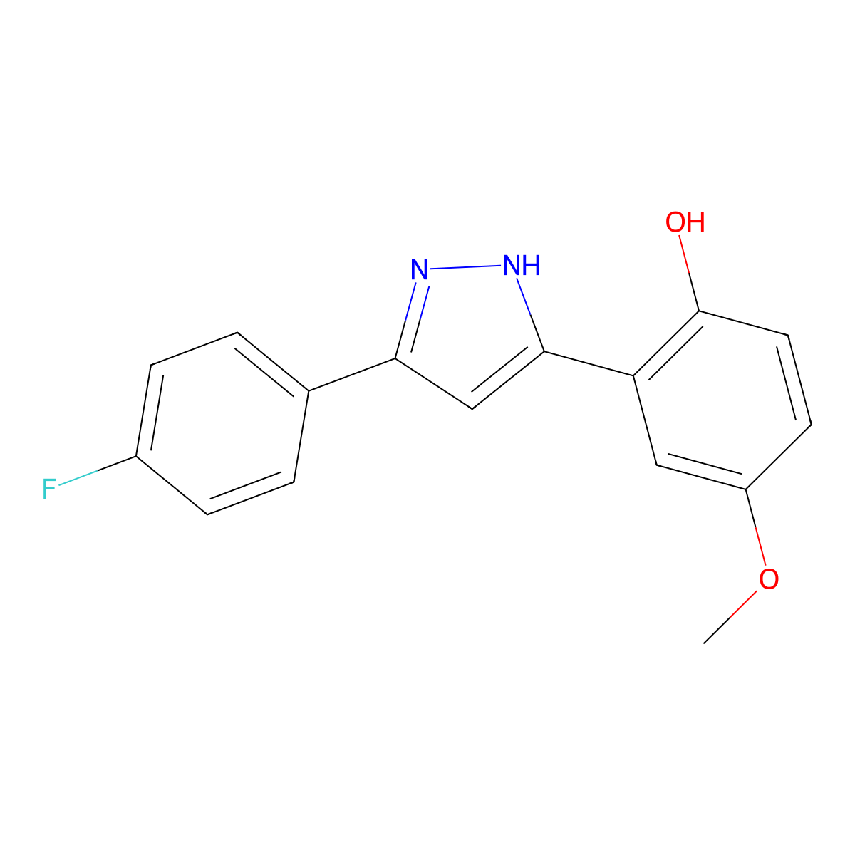 2-(5-(4-fluorophenyl)-1H-pyrazol-3-yl)-4-methoxyphenol molecular structure, CAS 313362-17-3