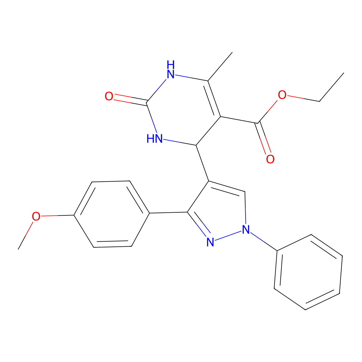 ethyl 4-[3-(4-methoxyphenyl)-1-phenyl-1H-pyrazol-4-yl]-6-methyl-2-oxo-1,2,3,4-tetrahydropyrimidine-5-carboxylate molecular structure, CAS 313362-27-5