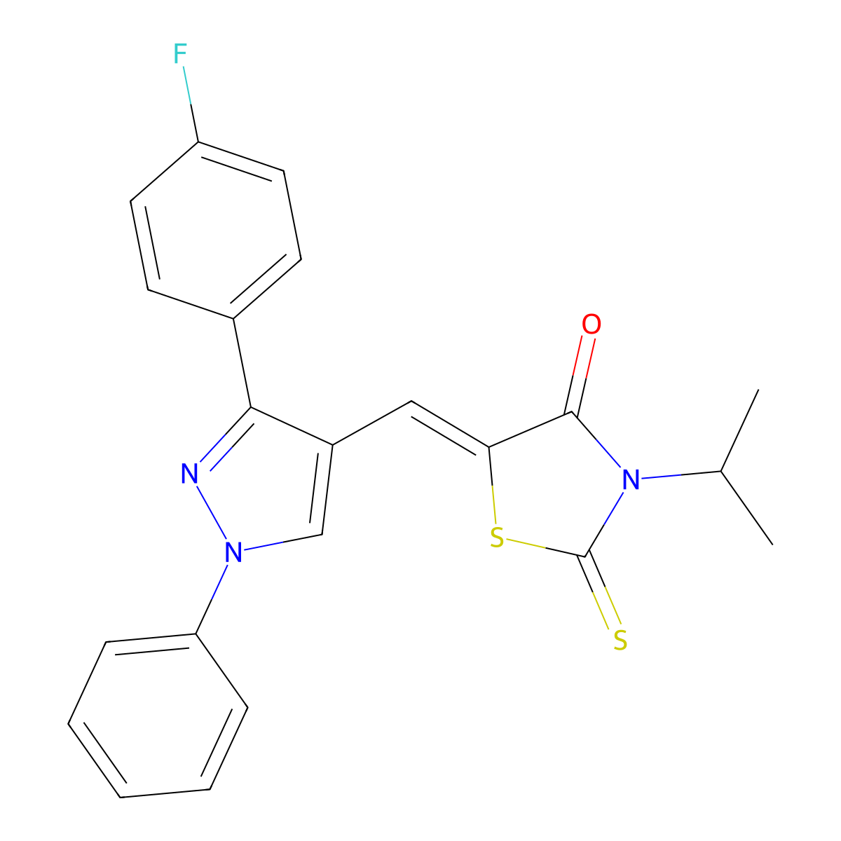 5-[[3-(4-Fluorophenyl)-1-phenyl-1H-pyrazol-4-yl]methylene]-3-(1-methylethyl)-2-thioxo-4-thiazolidinone molecular structure, CAS 313362-28-6