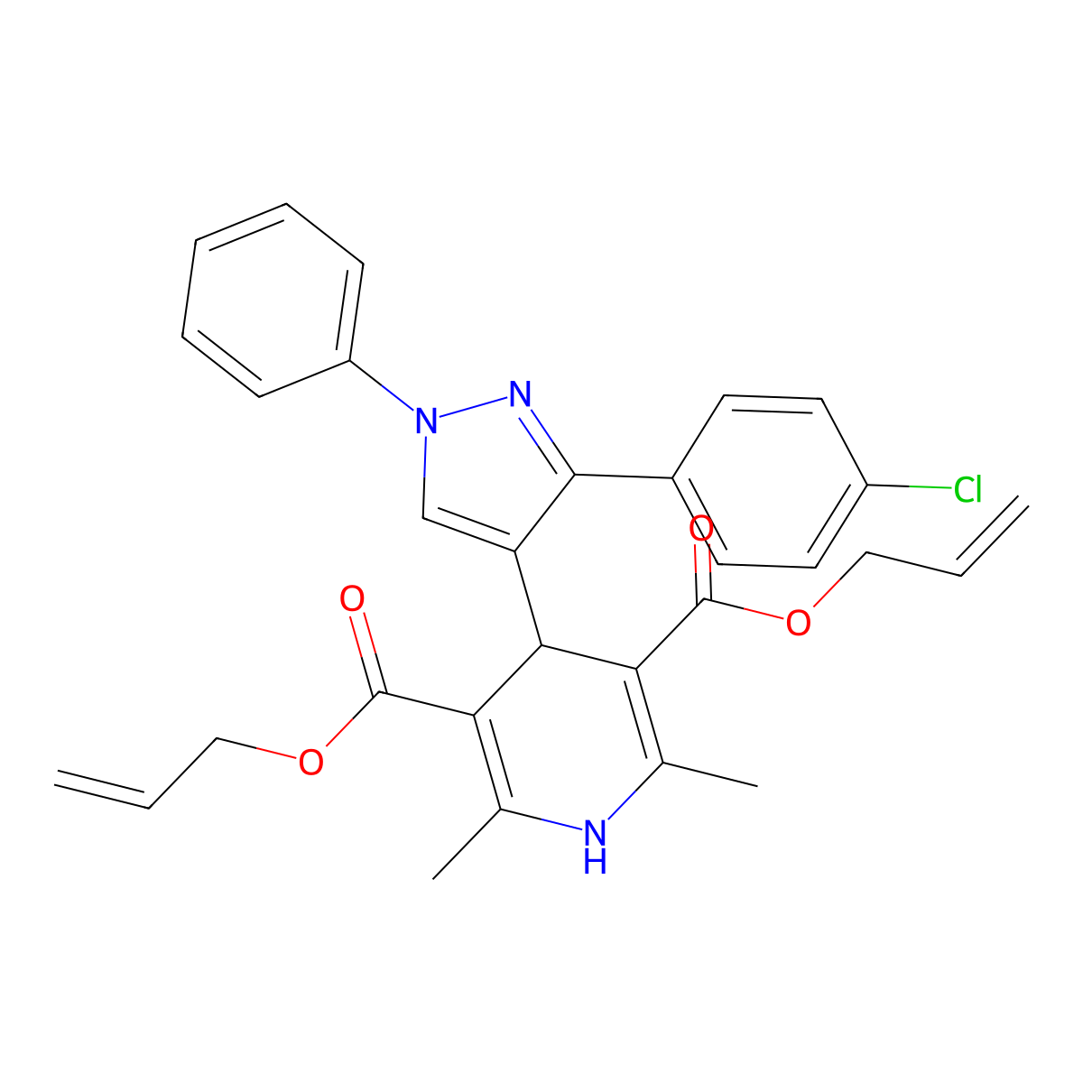 diallyl 4-[3-(4-chlorophenyl)-1-phenyl-1H-pyrazol-4-yl]-2,6-dimethyl-1,4-dihydro-3,5-pyridinedicarboxylate molecular structure, CAS 313362-38-8