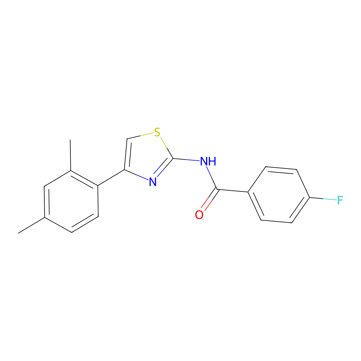 N-[4-(2,4-dimethylphenyl)-1,3-thiazol-2-yl]-4-fluorobenzamide molecular structure, CAS 313364-35-1
