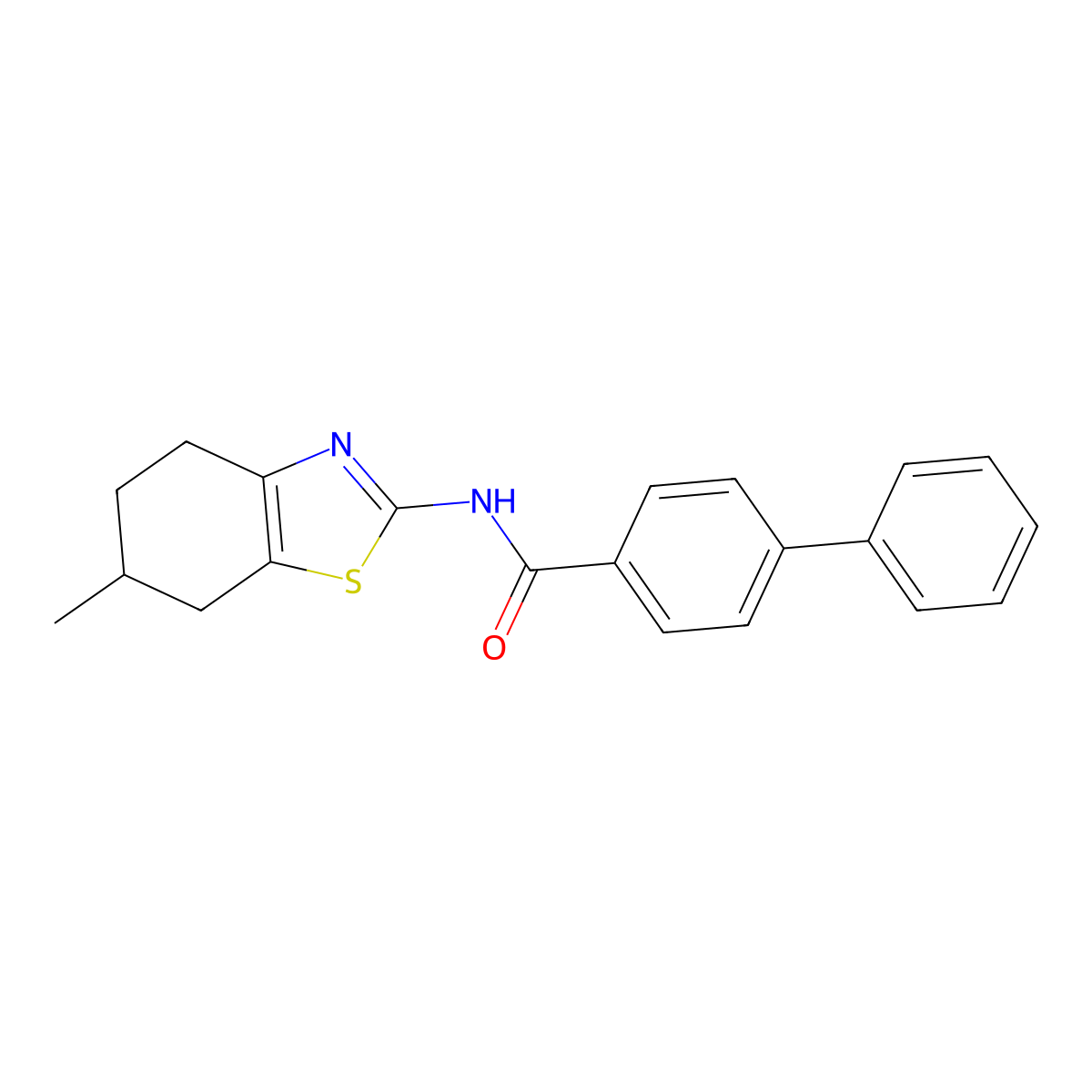 N-(6-methyl-4,5,6,7-tetrahydro-1,3-benzothiazol-2-yl)-4-phenylbenzamide molecular structure, CAS 313364-37-3