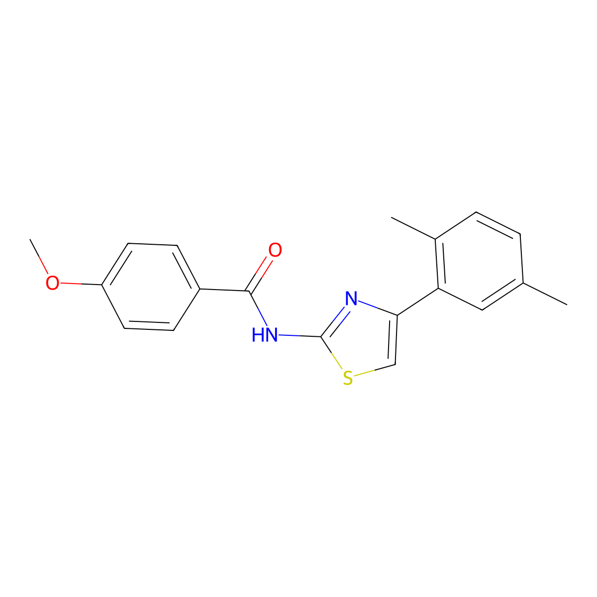 N-[4-(2,5-dimethylphenyl)-1,3-thiazol-2-yl]-4-methoxybenzamide molecular structure, CAS 313364-39-5