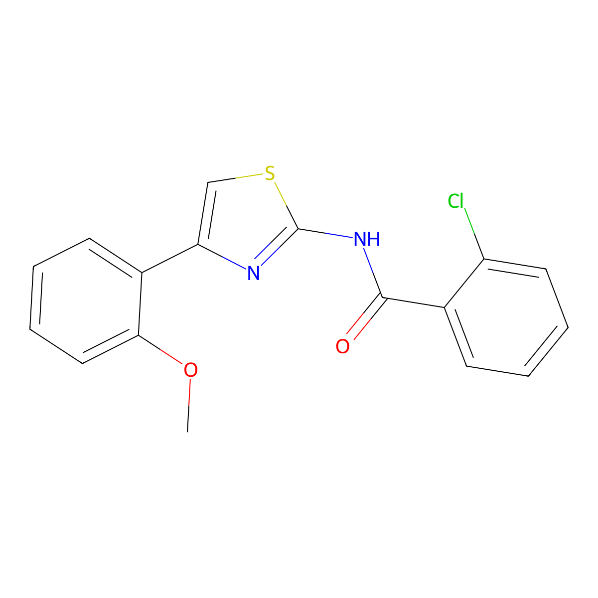 2-chloro-N-(4-(2-methoxyphenyl)thiazol-2-yl)benzamide molecular structure, CAS 313364-40-8
