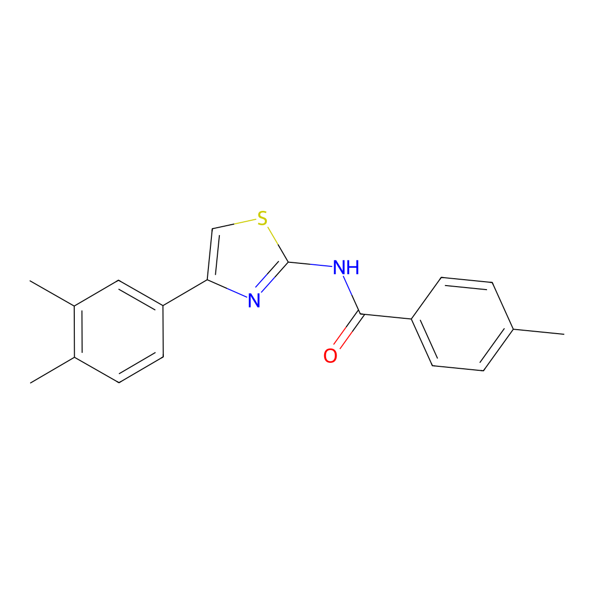 N-[4-(3,4-dimethylphenyl)-1,3-thiazol-2-yl]-4-methylbenzamide molecular structure, CAS 313364-52-2