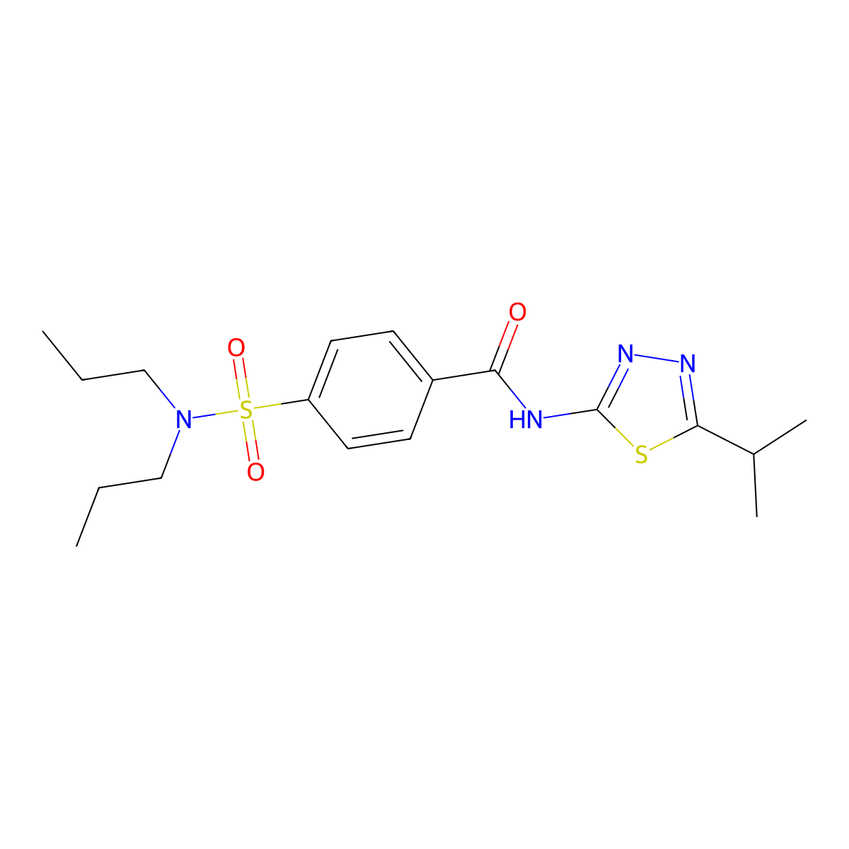 4-(N,N-dipropylsulfamoyl)-N-(5-isopropyl-1,3,4-thiadiazol-2-yl)benzamide molecular structure, CAS 313365-00-3