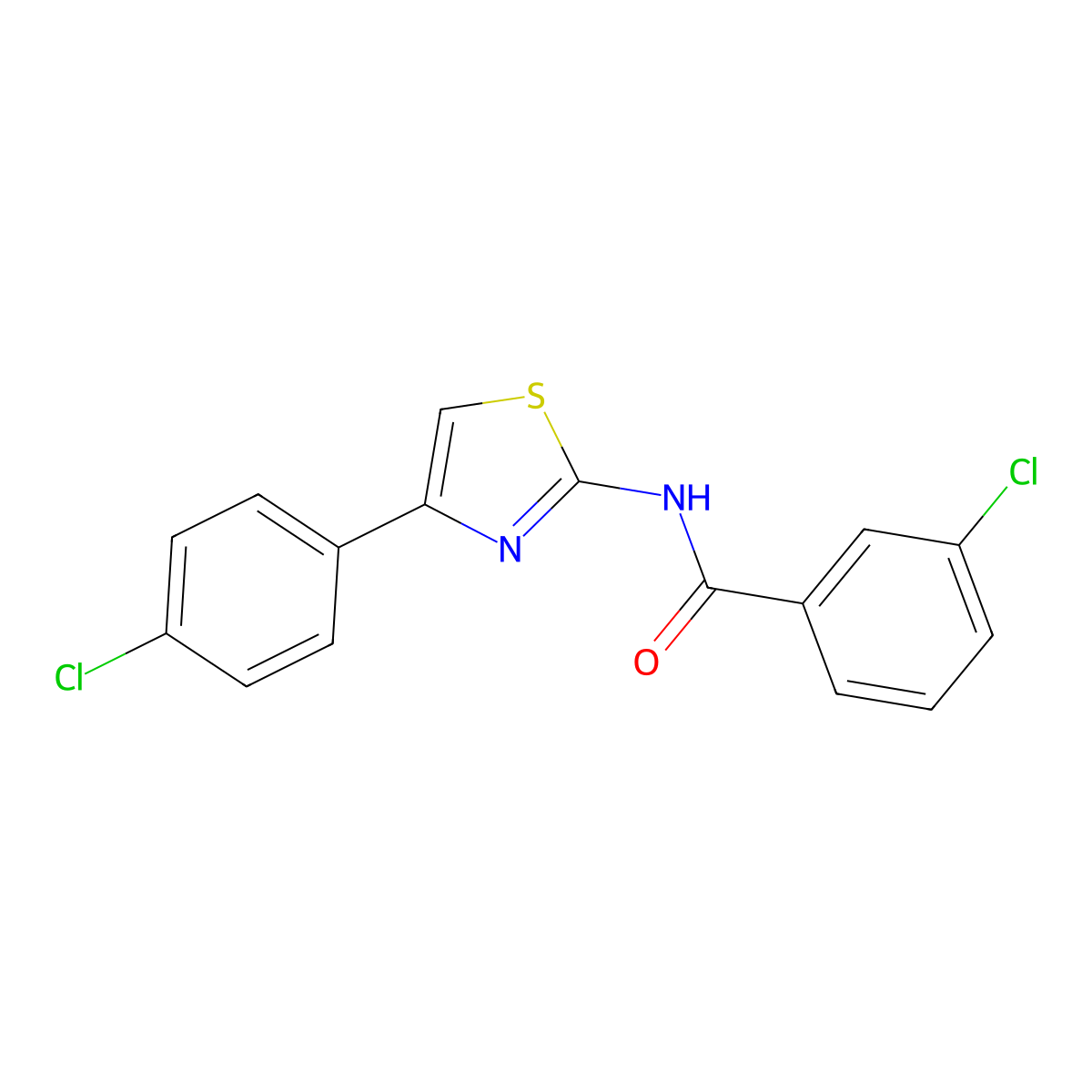 3-chloro-N-[4-(4-chlorophenyl)-1,3-thiazol-2-yl]benzamide molecular structure, CAS 313366-15-3