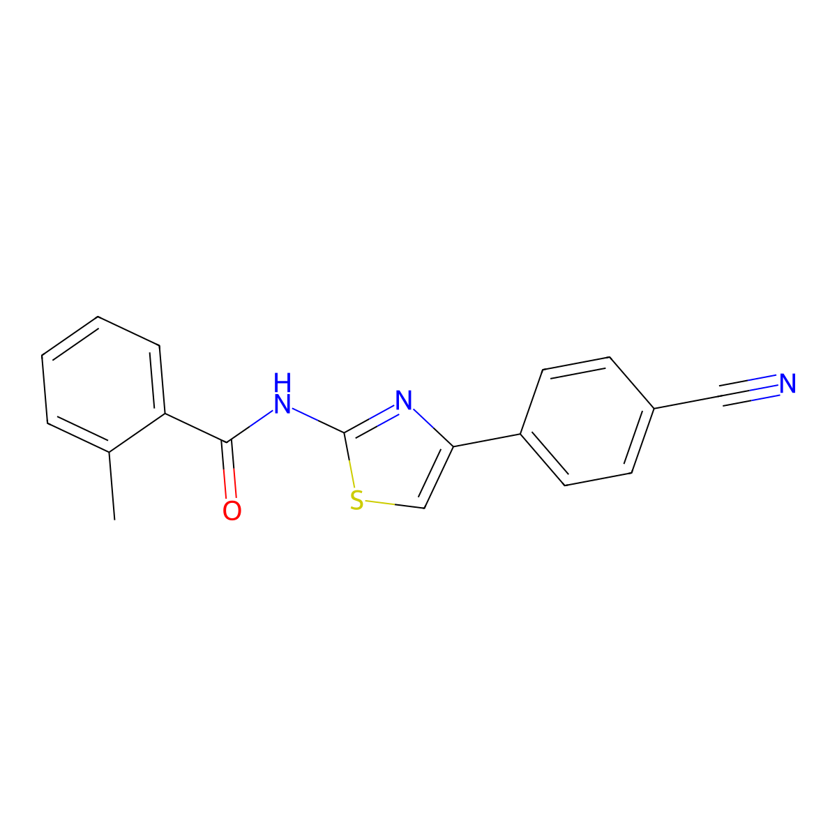 N-[4-(4-cyanophenyl)-1,3-thiazol-2-yl]-2-methylbenzamide molecular structure, CAS 313366-23-3