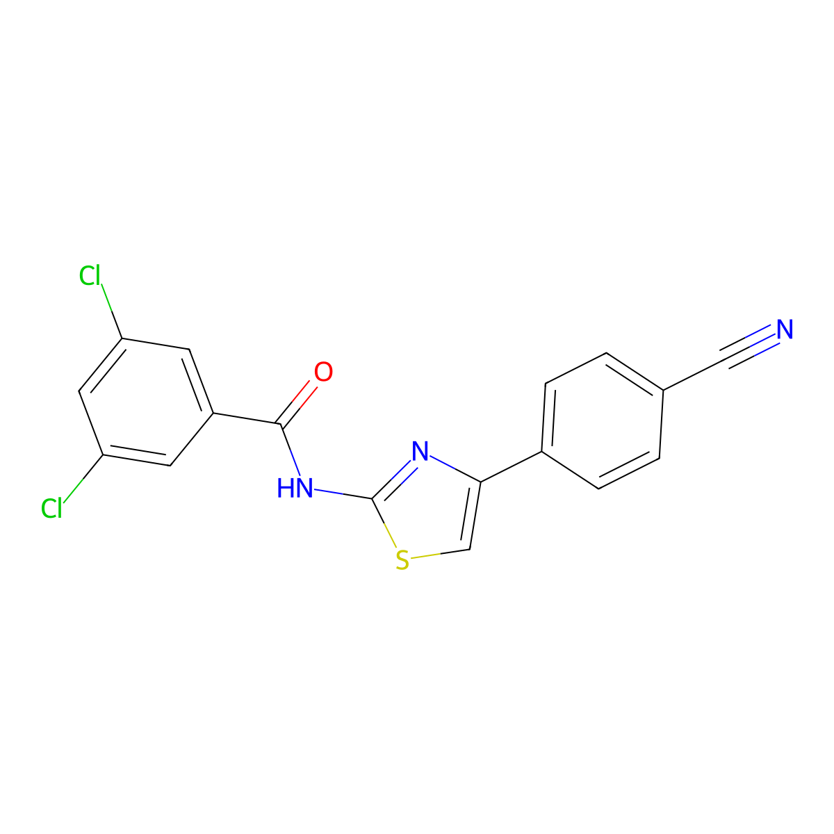 3,5-dichloro-N-[4-(4-cyanophenyl)-1,3-thiazol-2-yl]benzamide molecular structure, CAS 313366-29-9