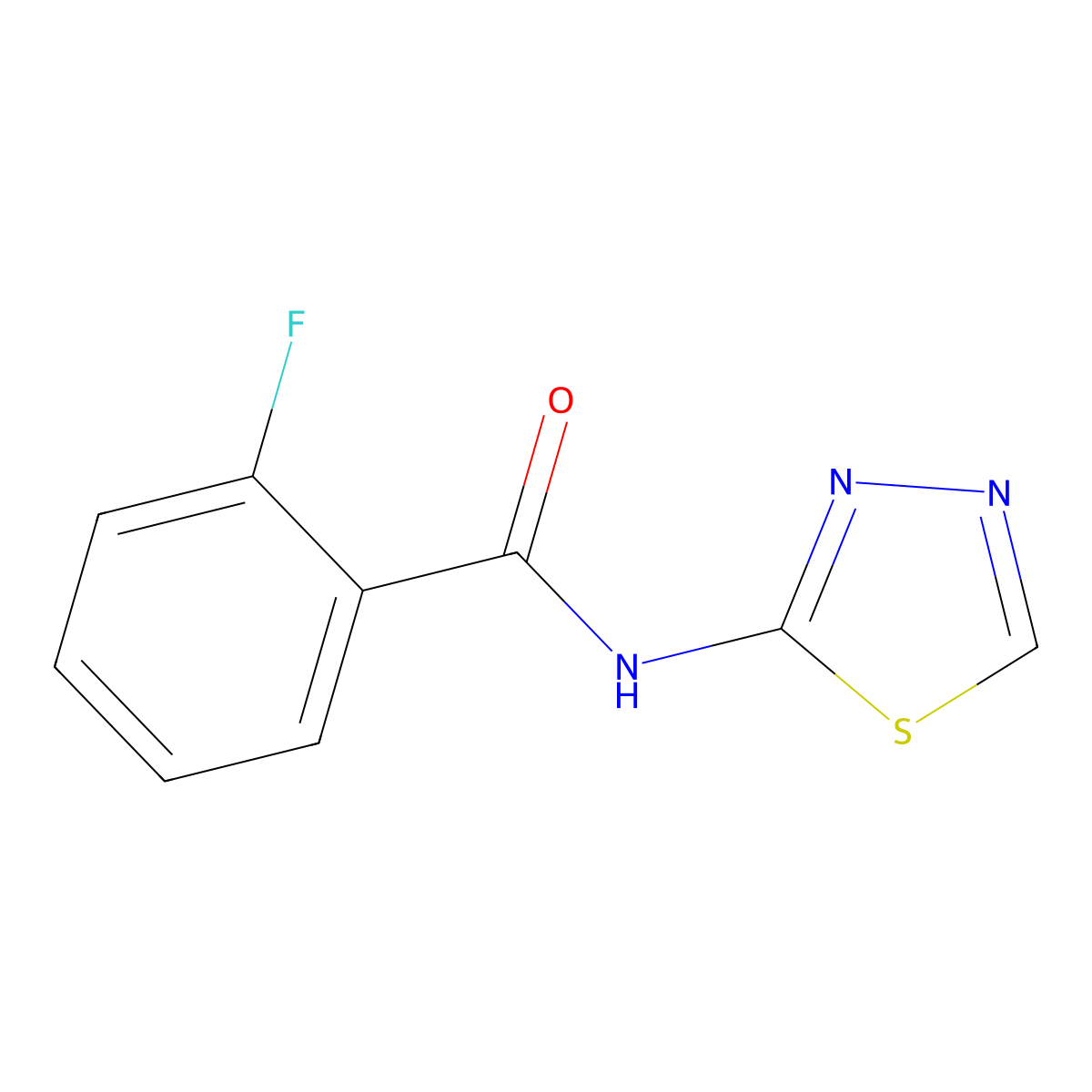 2-fluoro-N-(1,3,4-thiadiazol-2-yl)benzamide molecular structure, CAS 313368-15-9