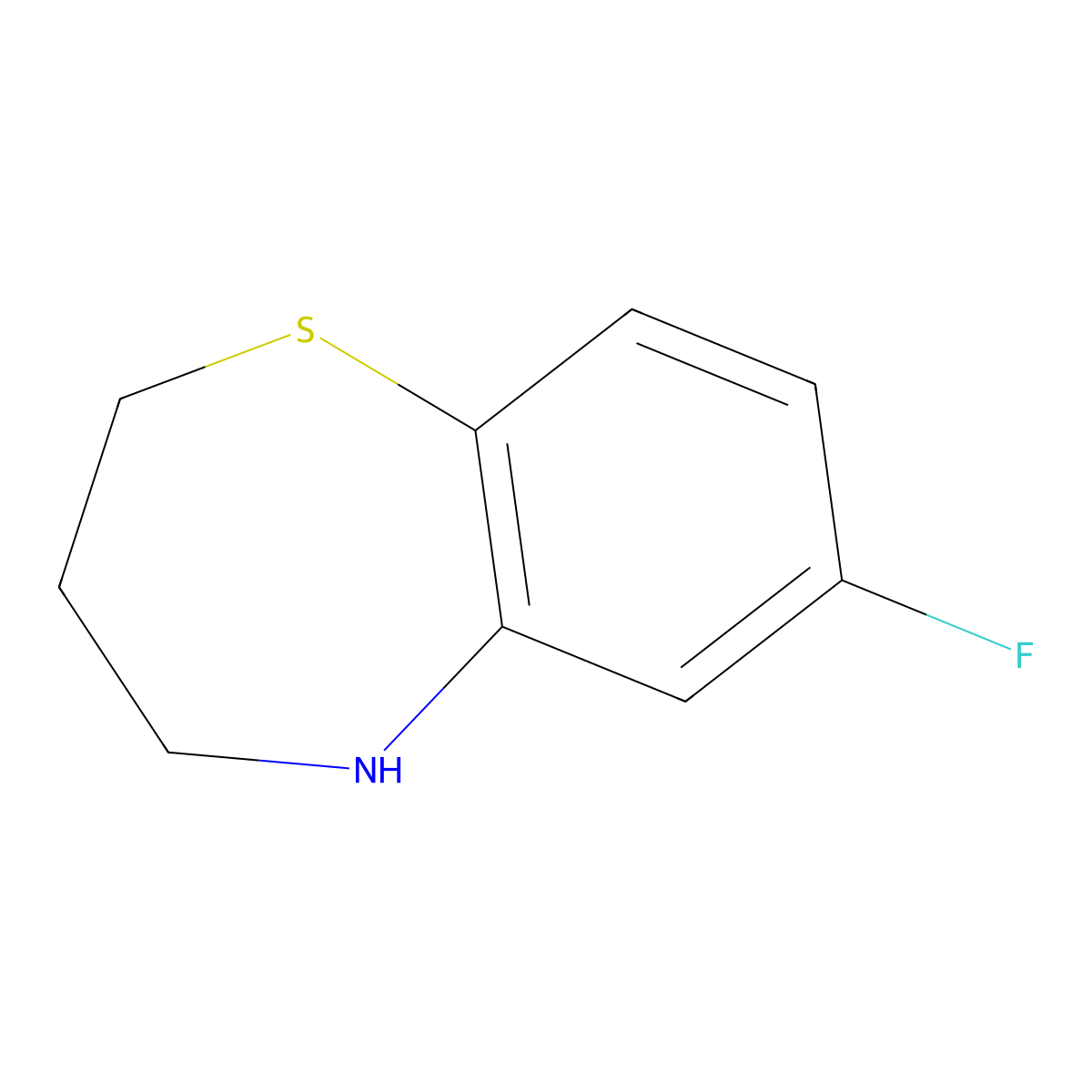 7-Fluoro-2,3,4,5-tetrahydro-1,5-benzothiazepine molecular structure, CAS 313369-12-9
