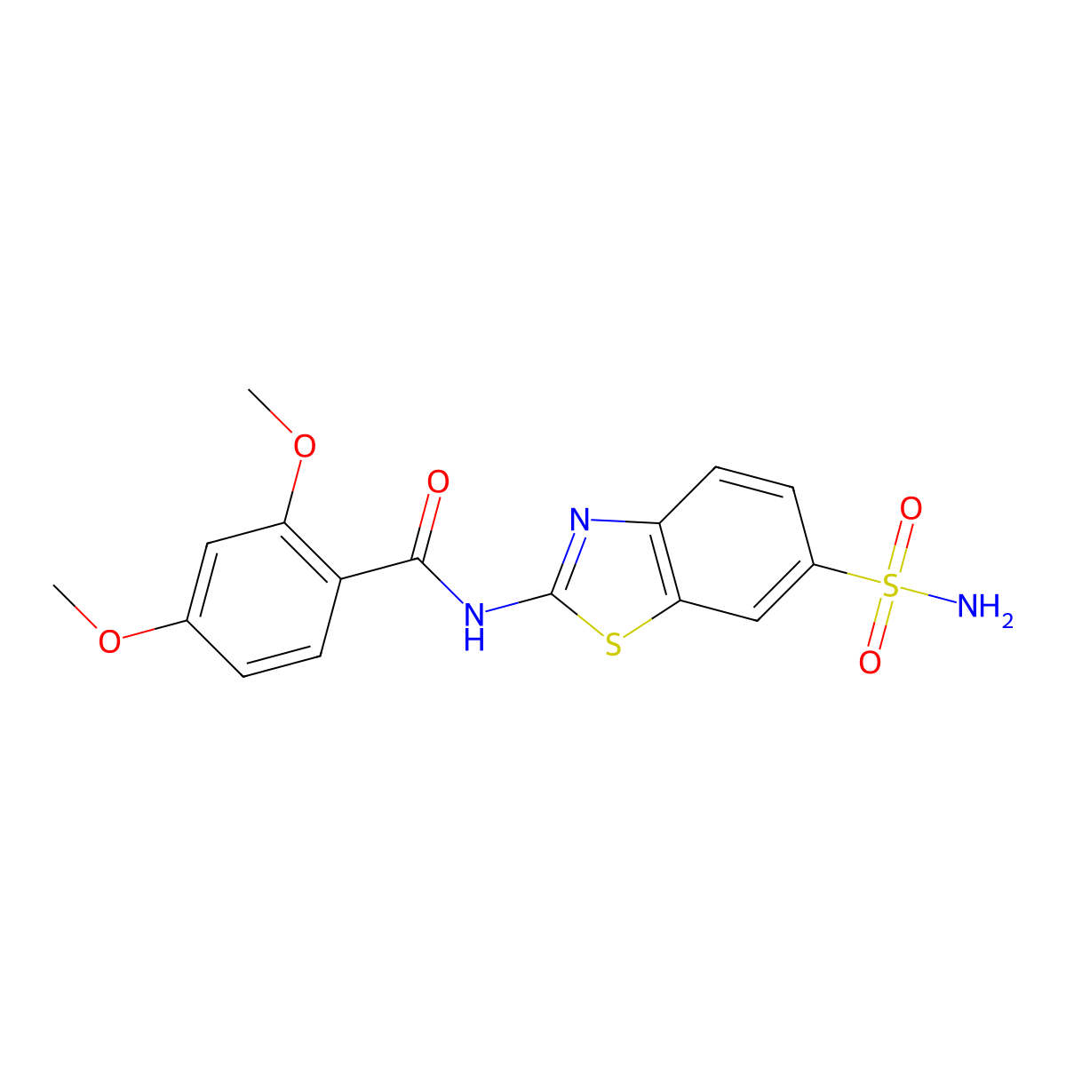 2,4-dimethoxy-N-(6-sulfamoyl-1,3-benzothiazol-2-yl)benzamide molecular structure, CAS 313371-56-1