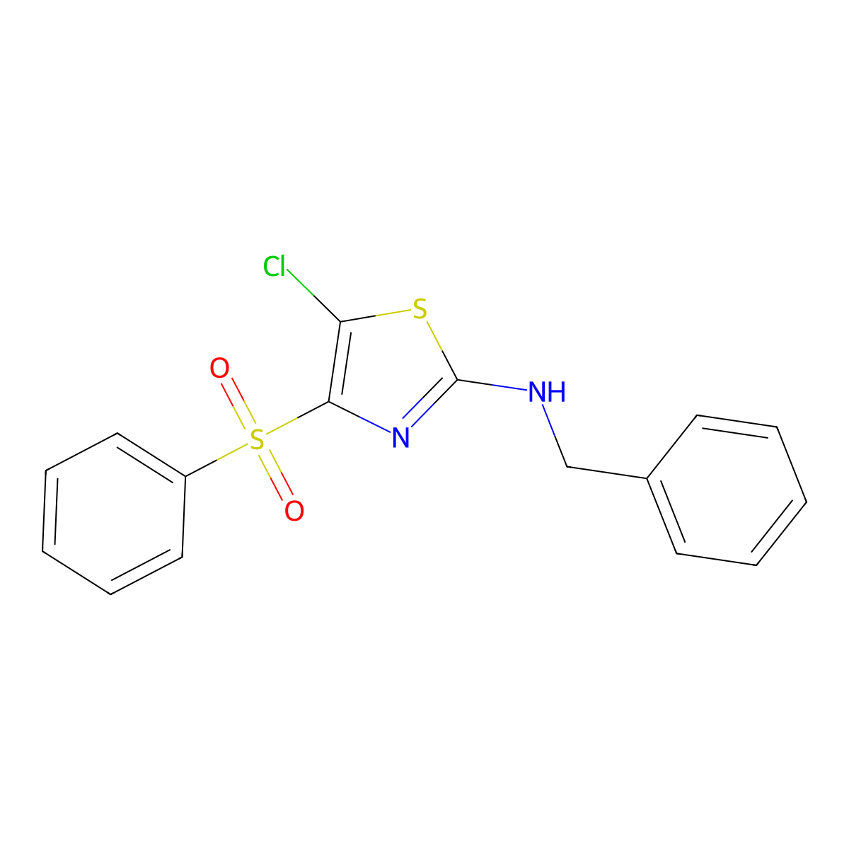 4-(benzenesulfonyl)-N-benzyl-5-chloro-1,3-thiazol-2-amine molecular structure, CAS 313371-73-2