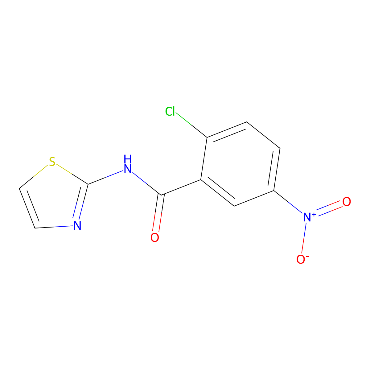 2-chloro-5-nitro-N-(1,3-thiazol-2-yl)benzamide molecular structure, CAS 313371-86-7