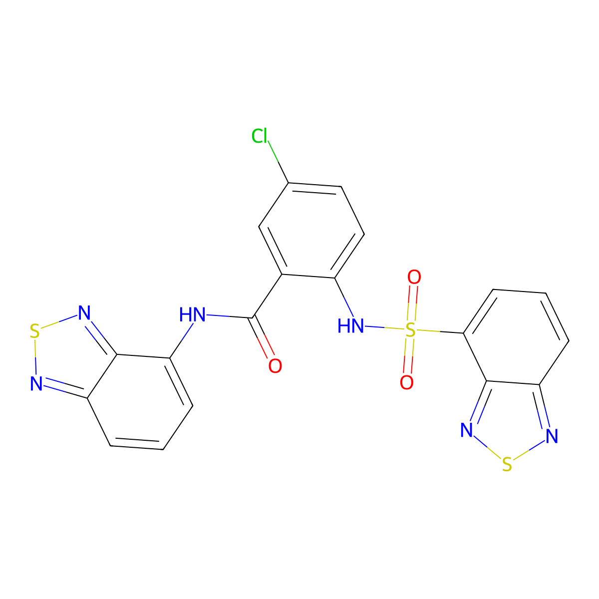 N-2,1,3-benzothiadiazol-4-yl-2-[(2,1,3-benzothiadiazol-4-ylsulfonyl)amino]-5-chlorobenzamide molecular structure, CAS 313372-03-1