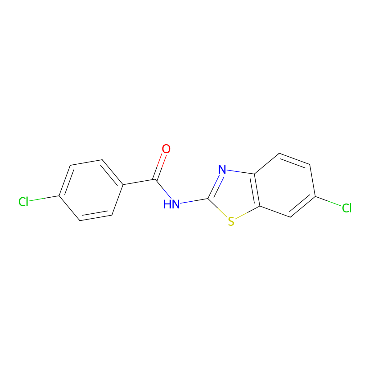 4-chloro-N-(6-chloro-1,3-benzothiazol-2-yl)benzamide molecular structure, CAS 313372-08-6